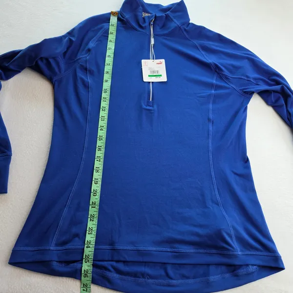 Puma NWT -876 Rotation 1/4 Zip Mazarine Blue Long Sleeve Top 577943-19 Size‎ L - Image 9
