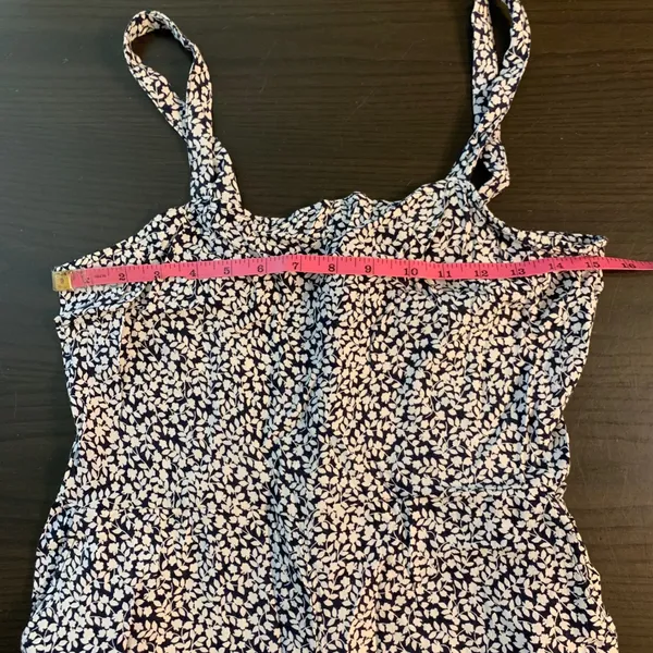 GAP Navy Floral Cami Jumpsuit Women Size 6 Wide Leg Linen‎ Blend Feminine Summer - Image 8