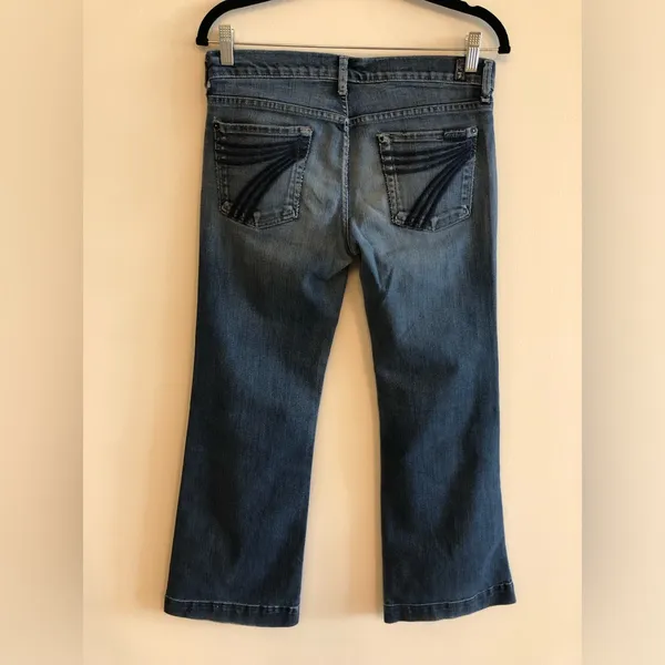 7 For All Mankind Dojo Dark Blue Flare Jeans Size 29 - Image 4