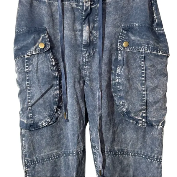 Young Fabulous & Broke Clyde Tencel Cargo Pants Small Blue Grey Cropped - Image 3