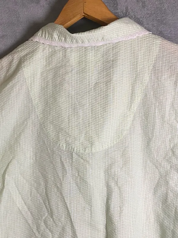 Light Green Embroidered Cotton Button-Up Top‎ Cottage Fairy Whimsy lace size M - Image 8