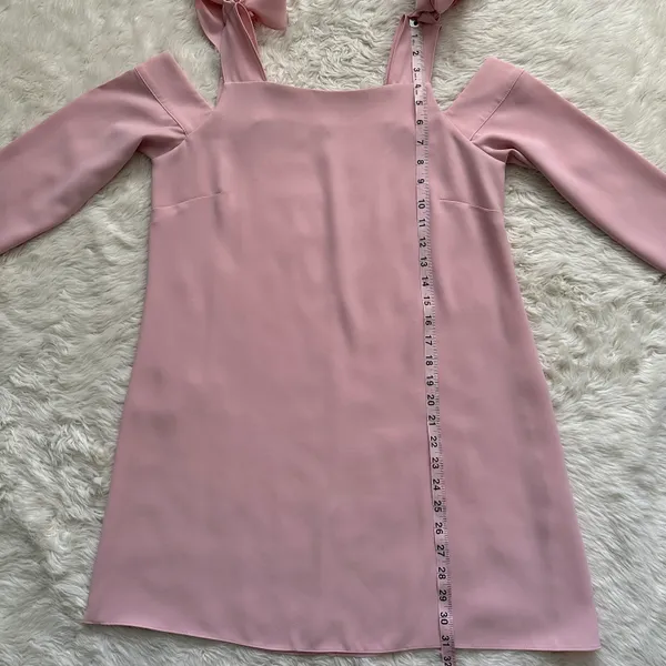 Amanda Uprichard Dress Cold Shoulder Bow Tie Long Sleeve Mini Pale Pink P - Image 11