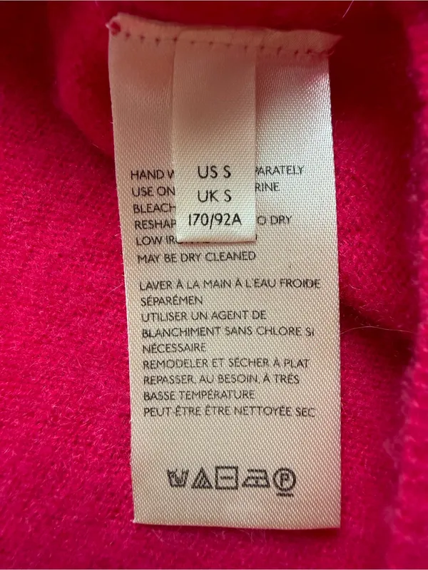 Free People Solitaire 100% Cashmere V-Neck Sweater in Raspberry Hot Pink Small - Image 9