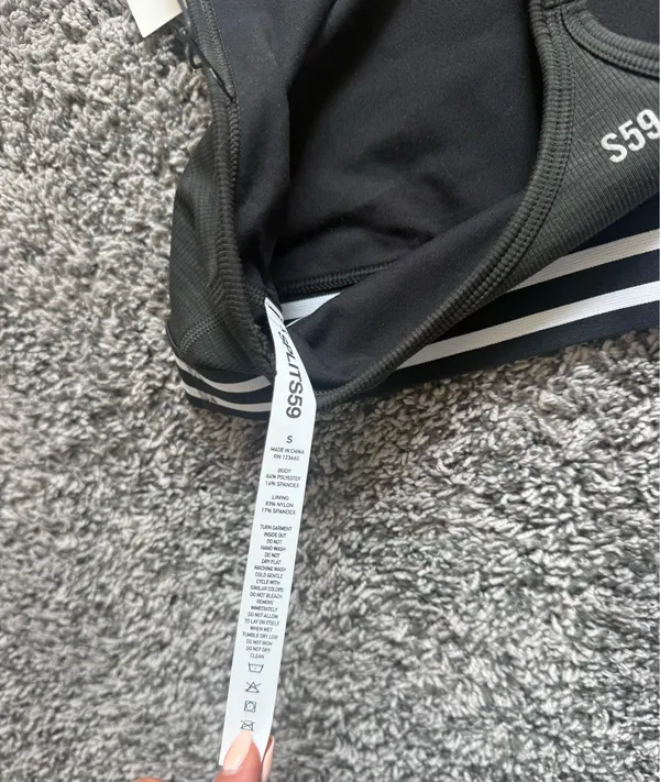 Splits59 Black Sports Bra with White Striped Underband - Image 5