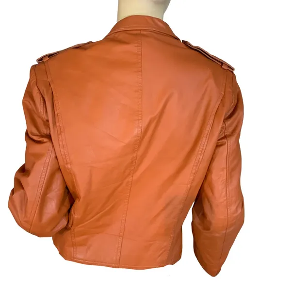 Custom Tailor Han'S Vintage 1970'S Brown Leather Front Button Jacket (M) - Image 4