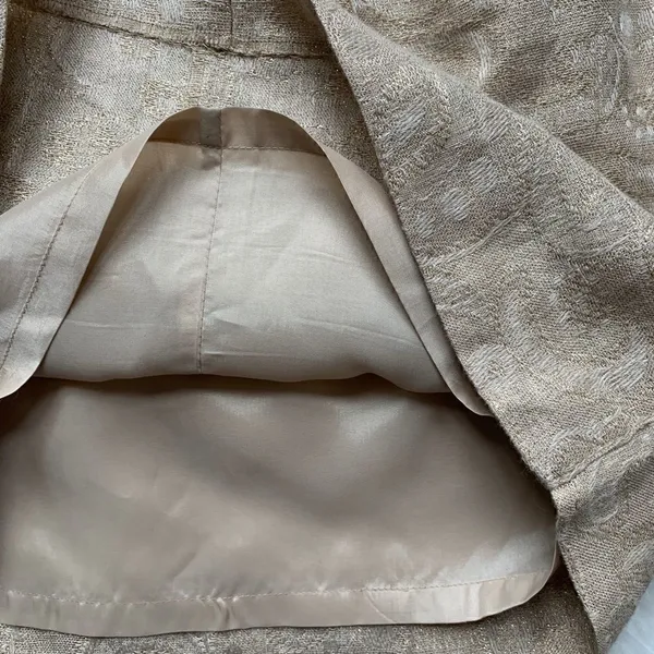 Michael Kors Cream and Gold Linen Skirt Size 4 - Image 5