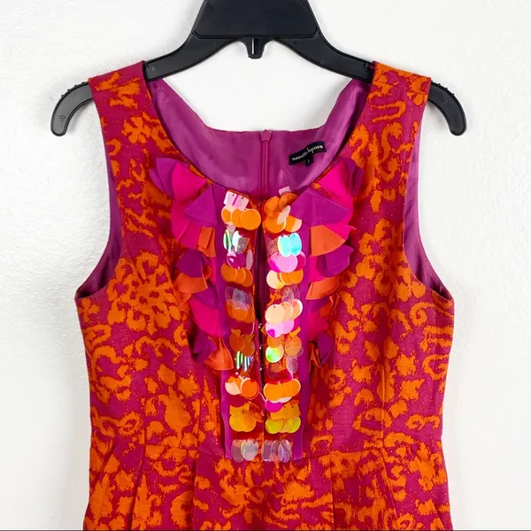 NANETTE LEPORE Silk Linen Blend Sleeveless Sequin Dress Size 2 Party Dance Chic - Image 8