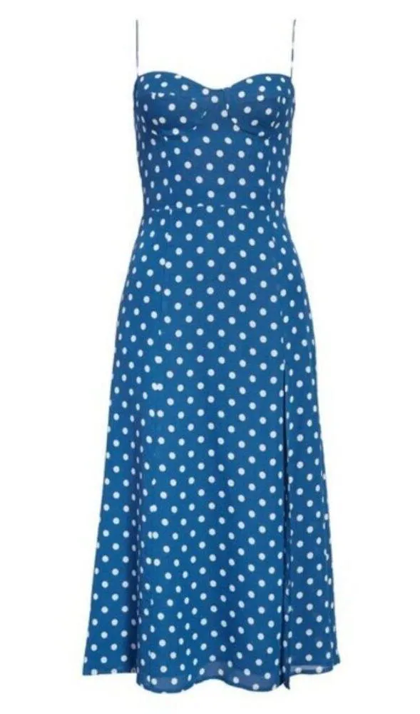 💕REFORMATION💕 Juliette Dress ~ Lazuli Blue Polka Dot Print 6 - Image 7