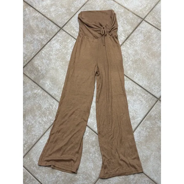Forever 21 brown ribbed wide-leg lounge pants — Size XS - Image 7