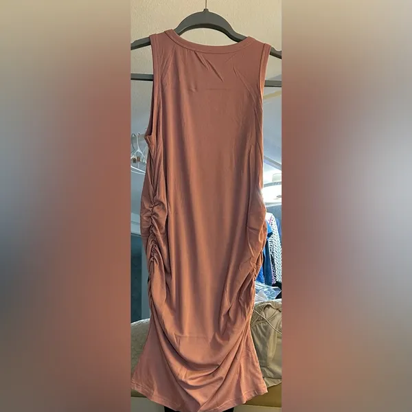 NEW Mauve Pink Maternity Dress Side Ruching Sleeveless Bodycon Dress S - Image 2