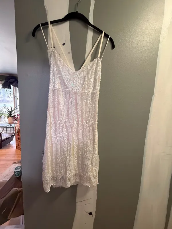 Guess White/ Iridescent Sequin Dress - Image 2