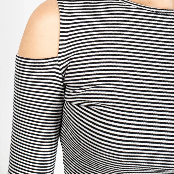Michael Kors Black and White Striped Shirt Size S - Image 3