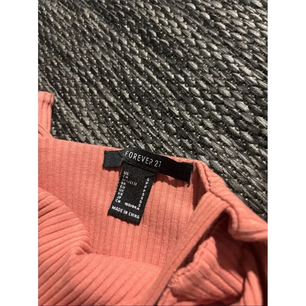 Forever 21 Knit Bodysuit Bow New Coral Pink Size Small NEW - Image 3