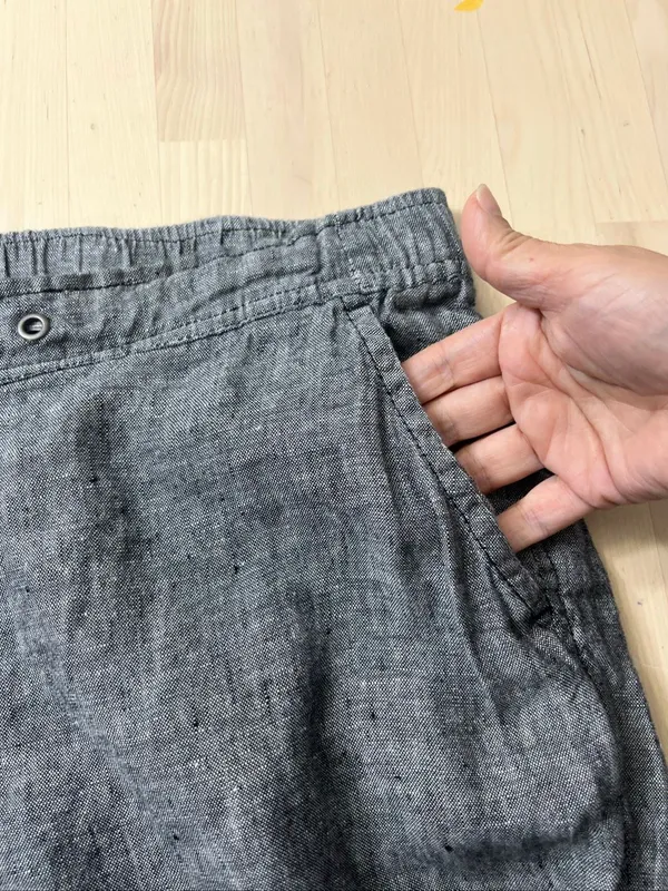 Two by Vince Camuto Grey 100% Linen Women Crop Pants size Small Pullon - Image 8