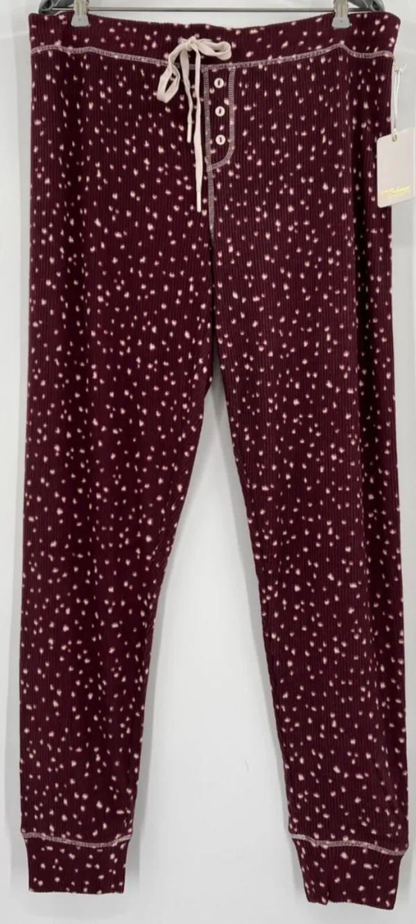 PJ Salvage My Friend Spot Lounge Pajama Jogger Pants Women Large Burgundy NWT - Image 3