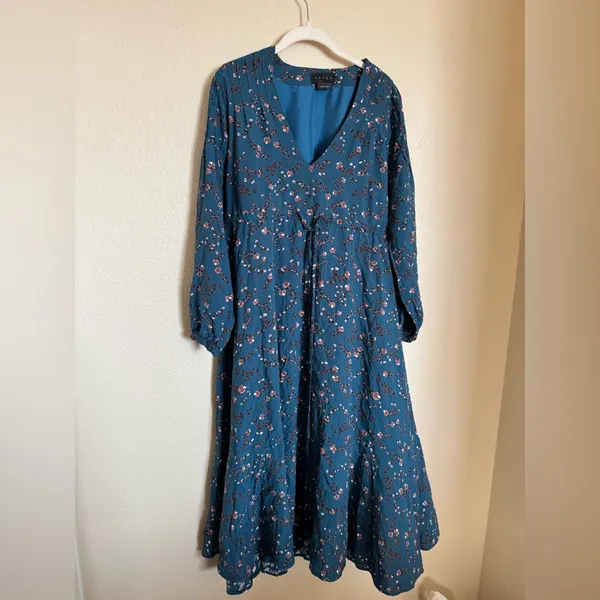 Hatch The Shana‎ Midi Maternity Dress Moroccan Blue Multi Floral Size 2 Medium - Image 3
