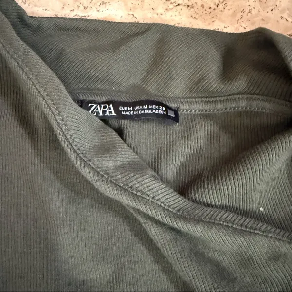 🙂Zara Olive Green Long-Sleeve V-Neck Knit Top - Image 2