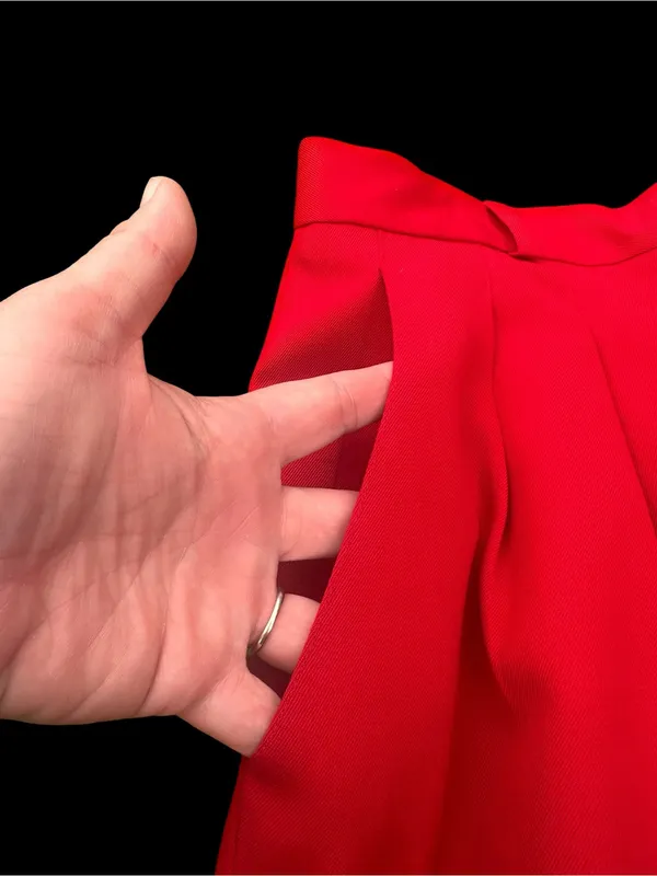 VTG Preston & York Wool Shorts Womens 12 Red Pleated High Waist Lined 90s 26W - Image 4