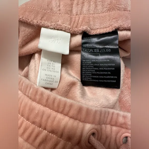 H&M Velour Peach Pullon Loungewear Sweatpants Xl - Image 4