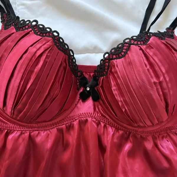 Womens Size Small Red Black‎ Nightie Lingerie Babydoll Grunge Vampire Valentines - Image 6