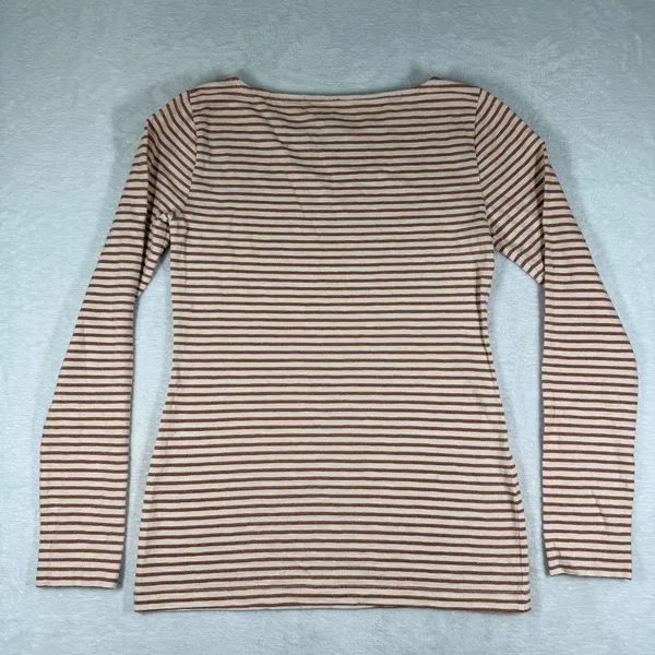 J.Crew Artist T Womens Small Cream Copper Metallic Striped Boat Neck Shirt F4264 - Image 8