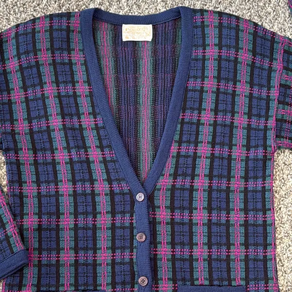 Pendleton Multicolor Plaid Knit Cardigan - Image 2