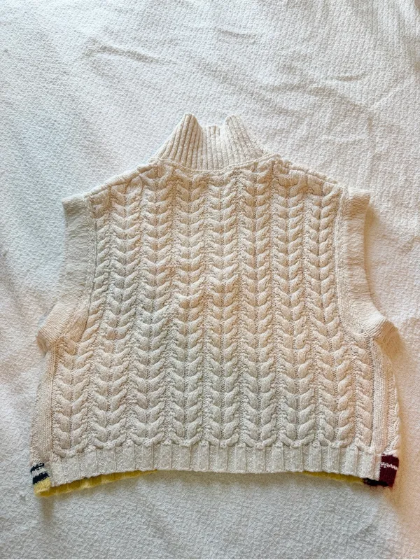 Maeve Collared Polo Cable-Knit Sweater Vest Wool Blend - Image 6