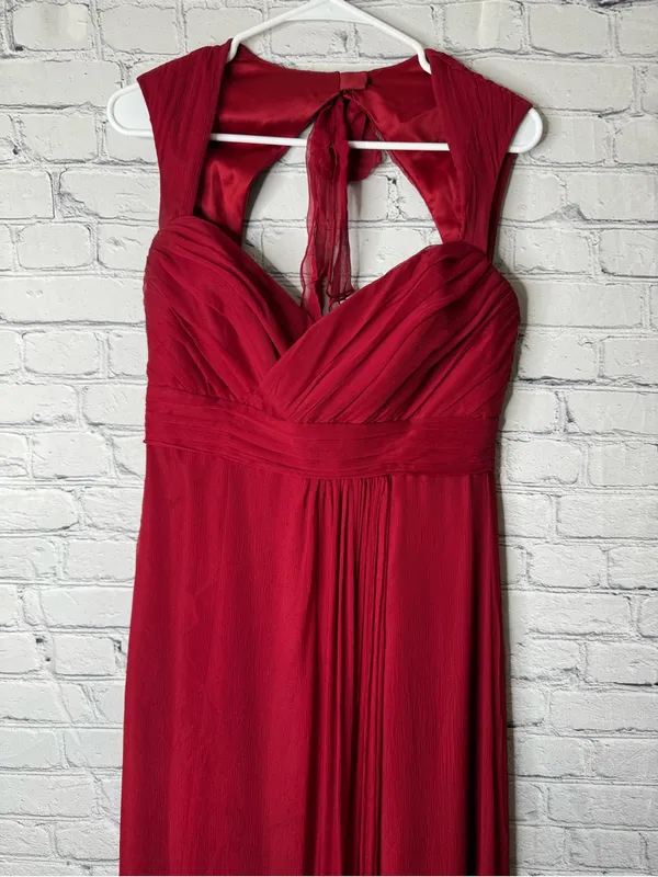 Amsale Elegant Red Halter Maxi Dress - Classic Evening Style size 10 - Image 6