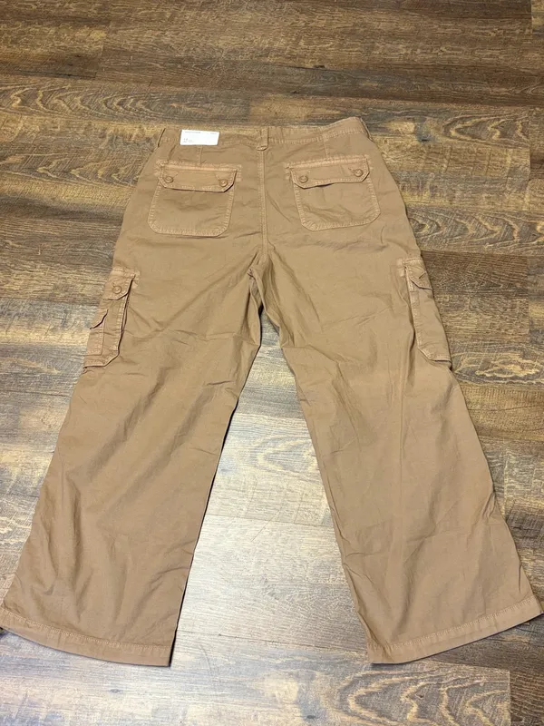 NEW American Eagle Baggy Jogger Womens 14 Short Tan Cargo Utility Pants Stretch - Image 10