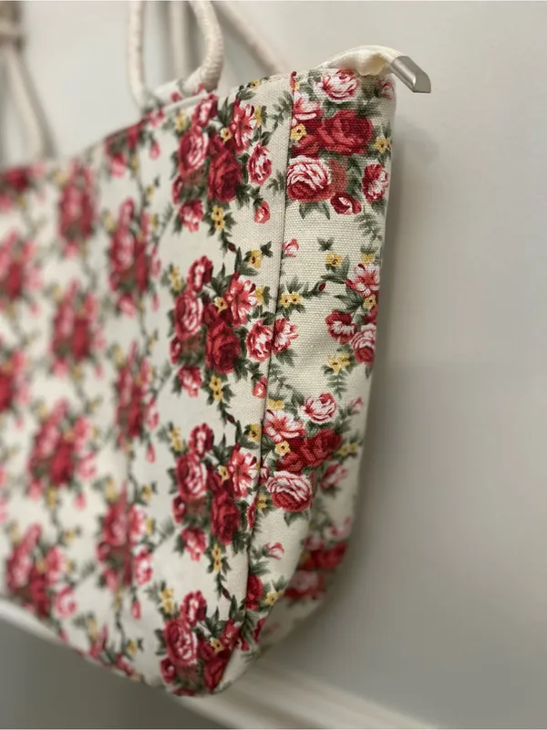 Farmhouse Is My Style Floral Rose Canvas Farmstyle Rope Handle Tote Bag - Image 7