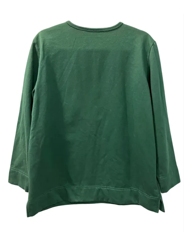 Vintage Bobbie Brooks Christmas Sweatshirt Green Santa Teddy Bear Embroidered M - Image 2