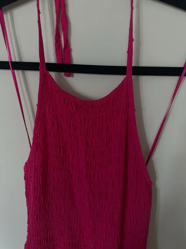 Koko + Maso Hot Pink Smocked Halter Neck Maxi Dress Size M - Image 2