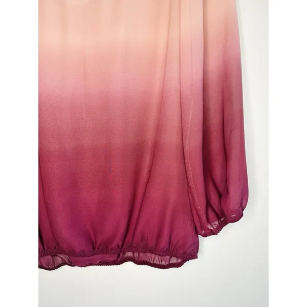 By & By Sheer Ombre Blouse M Pink Burgundy‎ Lace Back Whimsigoth Fairy Pixie NWT - Image 9