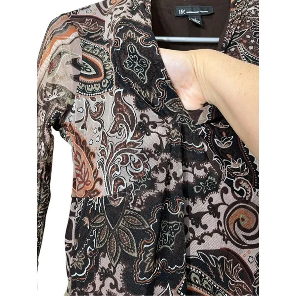 Vintage INC International Concepts Y2K Long Sleeve‎ Paisley Top Size S - Image 6