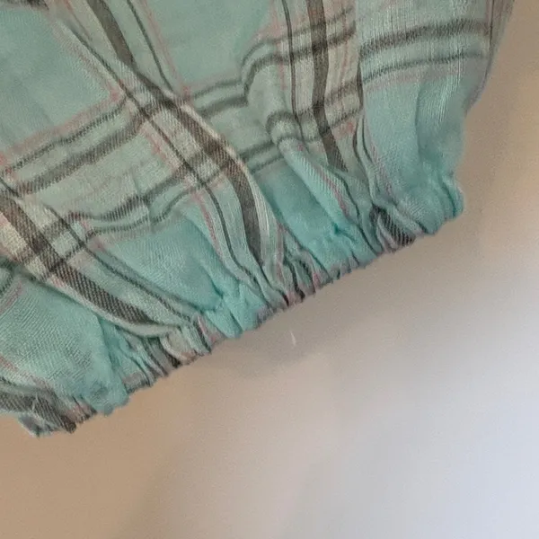 Easel Teal Plaid Blouse with Tie Accents - Image 6