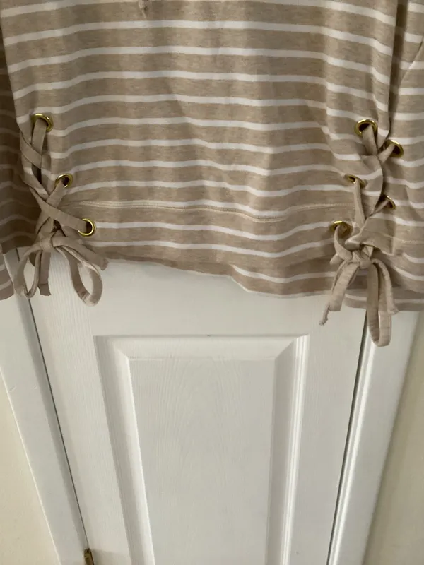 Tan & White Striped Hoodie - Image 4