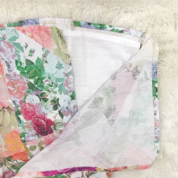 VINCE CAMUTO Floral Print Mini Dress Size 2 Pink Green Cotton‎ Linen Tie Waist - Image 10