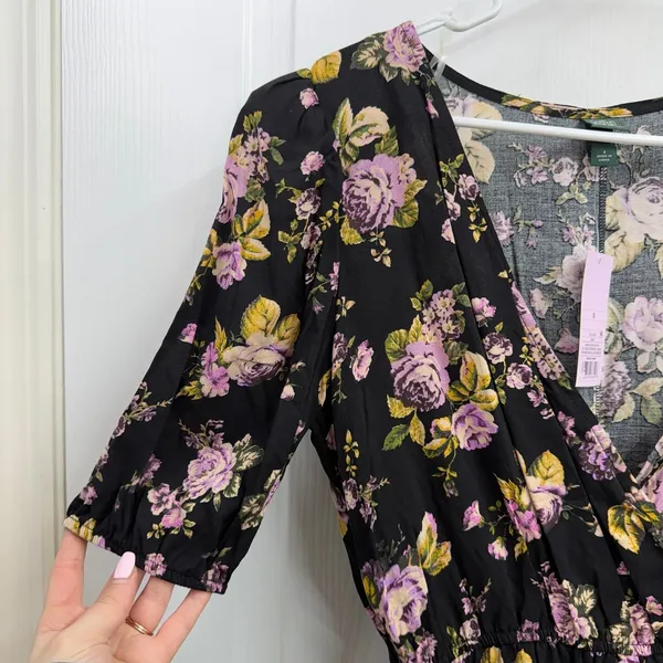 NEW Wild Fable black floral v-neck jumpsuit‎ dress business casual formal attire - Image 2