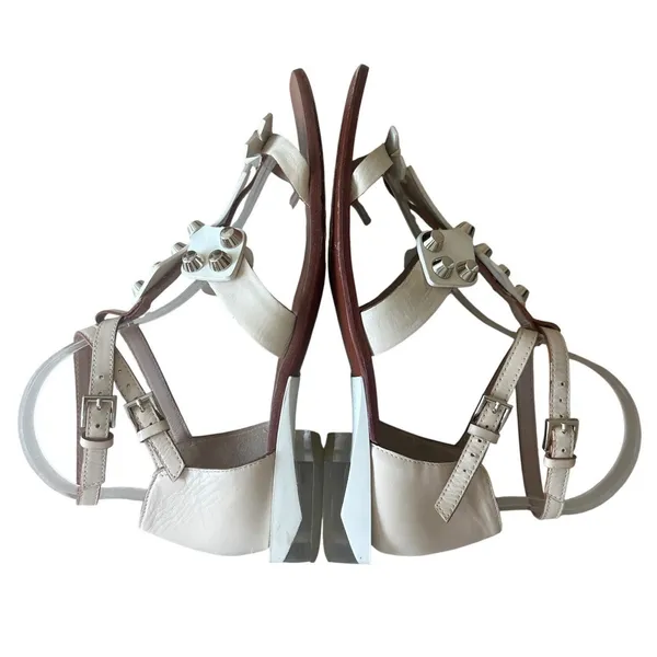 Tory Burch Aurora Studded Gladiator Sandals White‎ Leather Size 7 Rare - Image 9