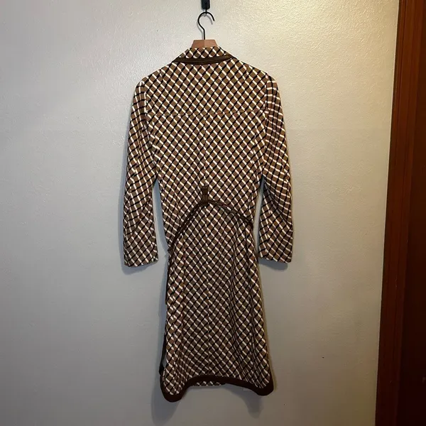 Marc‎ Cain Graphic Print Faux Leather Trim Belted Longline Coat - Image 8