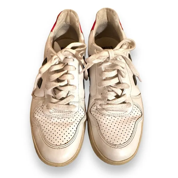 Veja V-10 White, Red &‎ Blue Leather Lace-Up Sneakers Sz 7 - Image 2