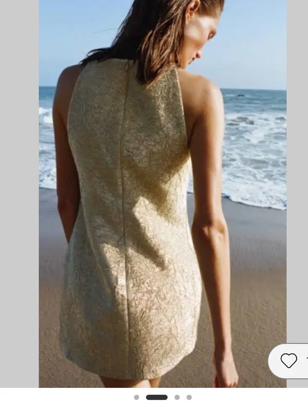 Zara Metallic Gold Mini Dress - Image 2