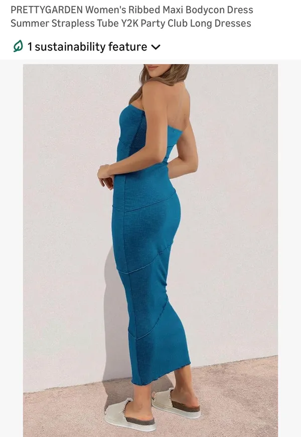 Amazon PRETTYGARDEN Ribbed Maxi Bodycon Strapless Dress - Image 2