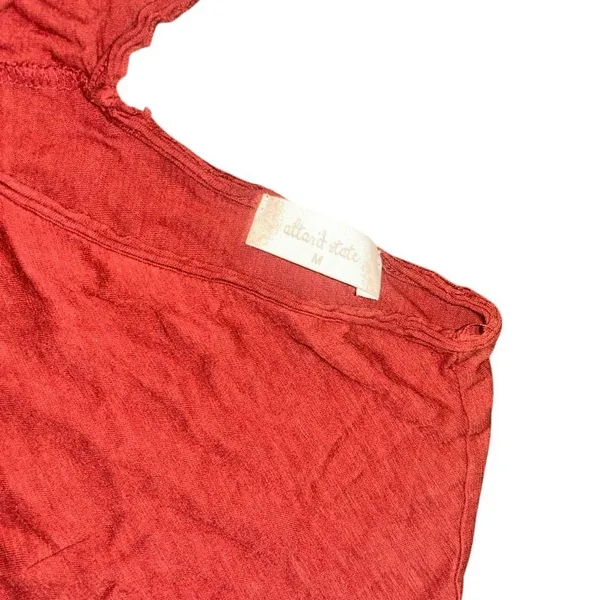 Altar'd State Rust/Brick/Burgundy Bohemian V Neck Ruffle Top - Image 2