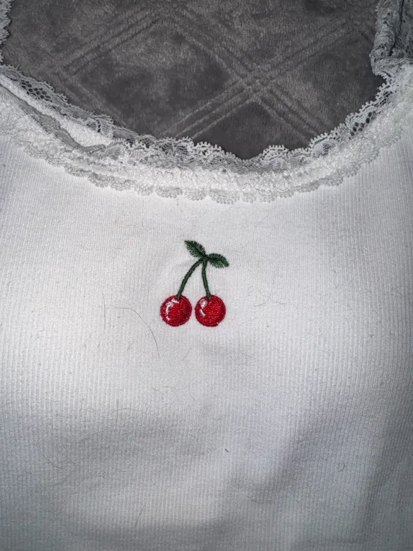 Women white cherry blossoms top with build in bra size M - Image 2