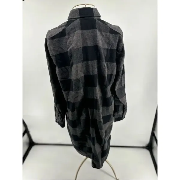 Aritzia Wilfred Free Black Gray Plaid Shirt Dress Long Sleeve Size S - Image 9