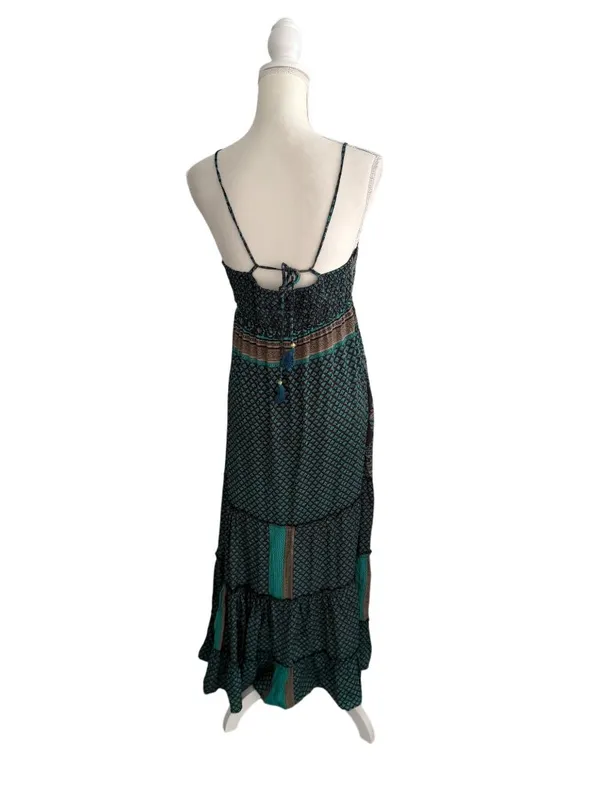 BLACK Green Floral Maxi Dress Size Large Womens - Image 2