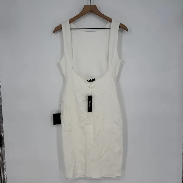 Lulus White Sleeveless Bodycon Dress‎ Party Cocktail Evening Size L - Image 8