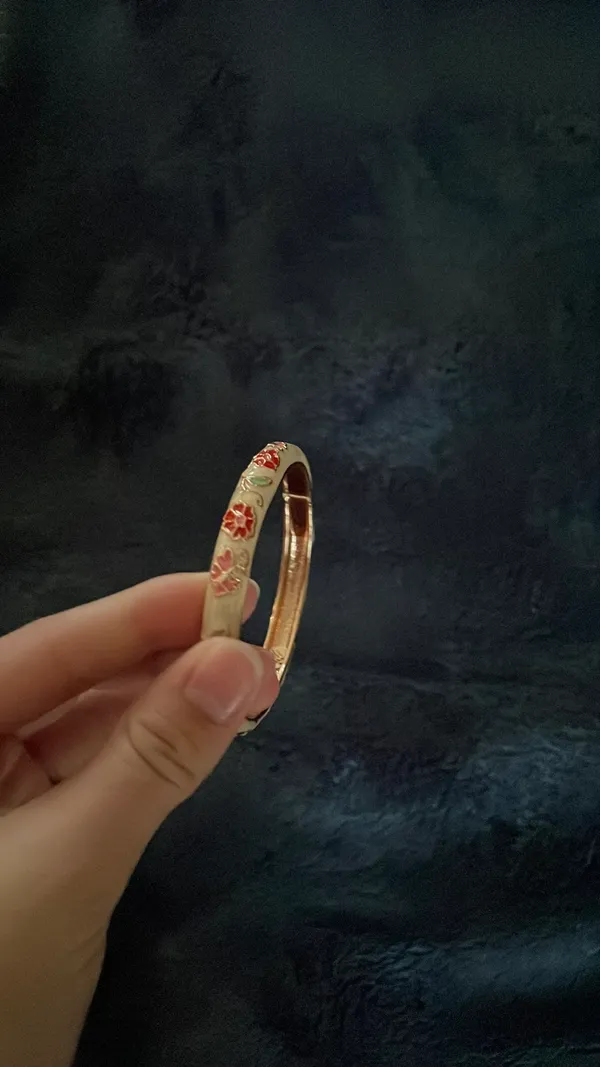 Floral Bracelet Pink Bangle Cuff Rose Gold - Image 2