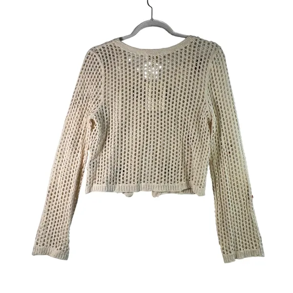 Coquette Festival Cherry Crochet Cardigan Cotton Open Knit Cream XS NWT Softgirl - Image 2